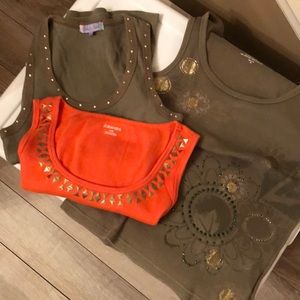 3-for-1 Ribbed Design Tank Tops Size Medium